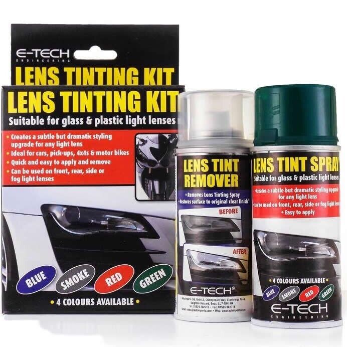 E-Tech Car Headlight Tail Light Lamp Glass Plastic Lens GREEN Tint Tinting Spray Kit +Caps