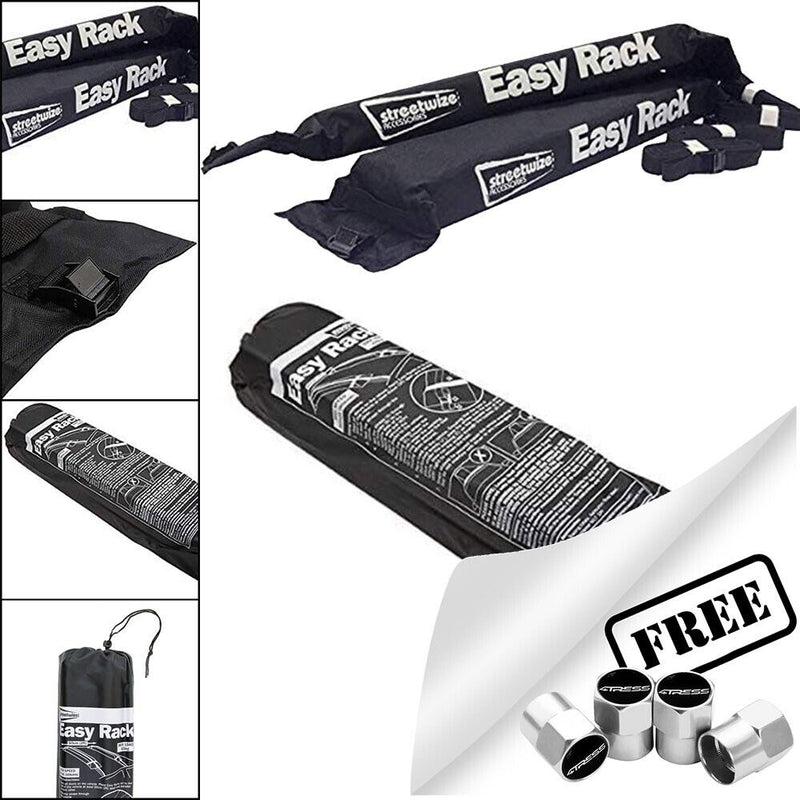 Easy Rack Soft Cushioned Car Roof Rack Easy To Fit 65kg Max Load +Caps