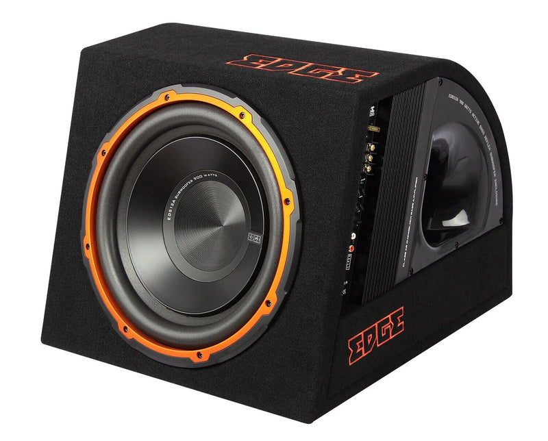 Edge Audio 12" Active Amplified Car Subwoofer Sub Bass Box Enclosure  +Caps