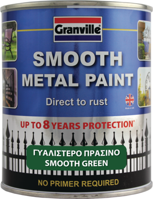 Granville Smooth Green Finish Direct To Rust Metal Brush On Paint Tin +Caps