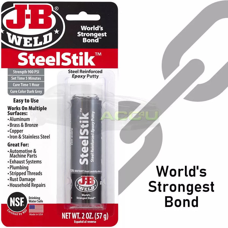 JB Weld SteelStik Iron Copper Brass Aluminium Repair Epoxy Putty Bond