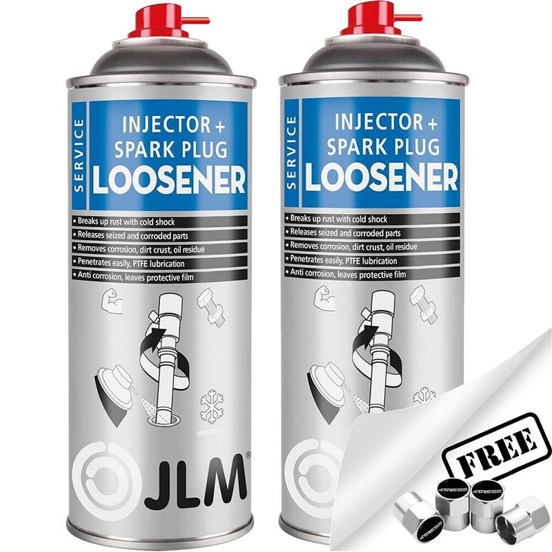 2 x JLM Injector Spark Plug Loosener Remover Rust Penetrator Spray 400ml +Caps