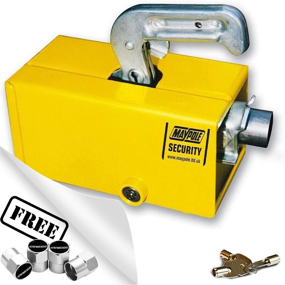 Maypole Portable Stronghold Hitch Security Lock Yellow Strongbox MP5411 +Caps