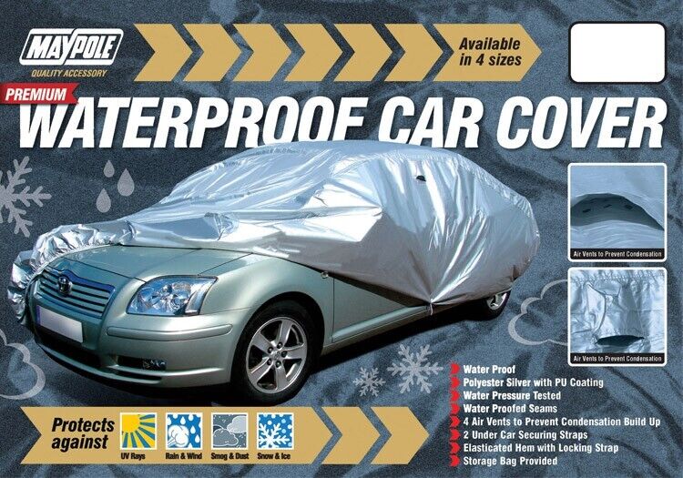 Maypole XL Full Car Cover Waterproof Premium Extra Large PU Coated Vent + Caps