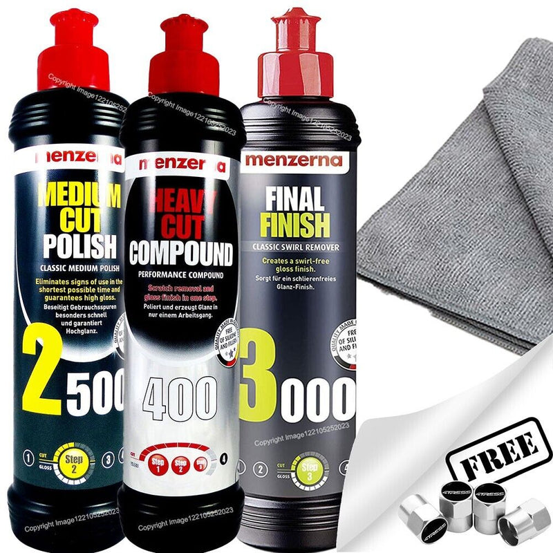 Menzerna 400 Heavy Compound + 2500 Medium Cut Polish + 3000 Final Finish +CL+C