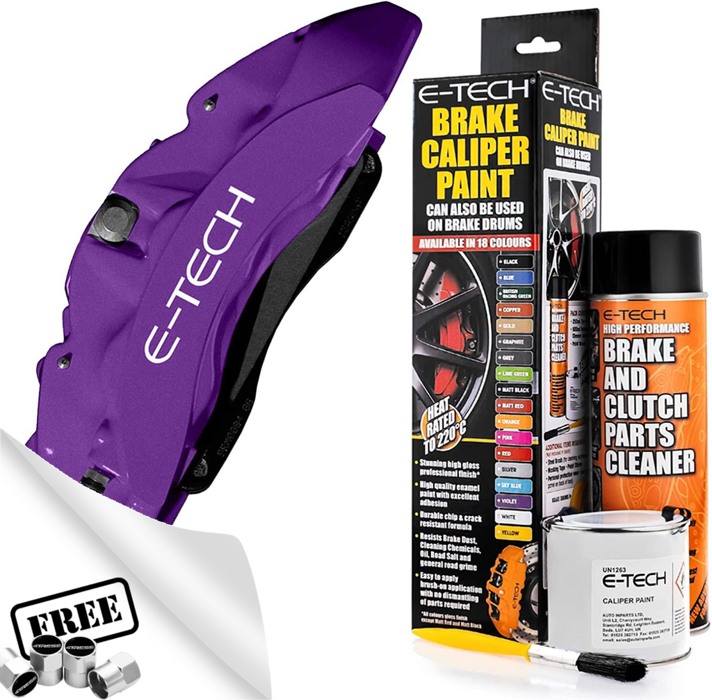 PURPLE Brake Caliper Paint Kit E-TECH For Car Bike Engine Bay Block Cover +Caps