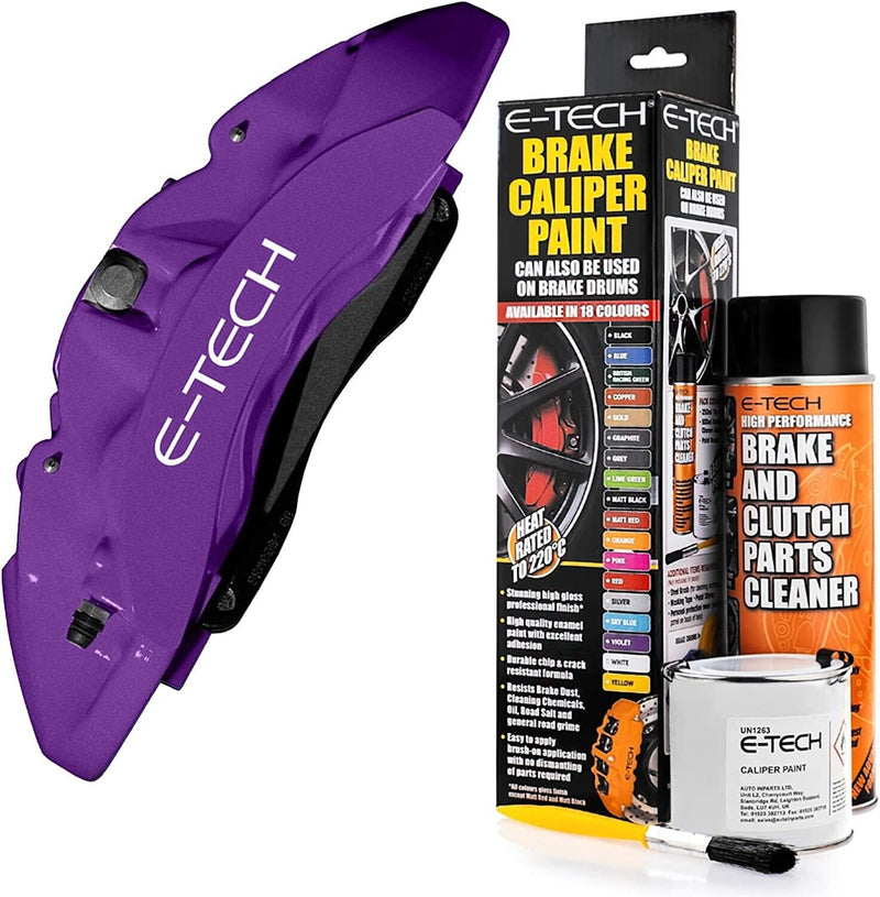 PURPLE Brake Caliper Paint Kit E-TECH For Car Bike Engine Bay Block Cover +Caps