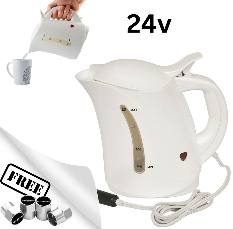 24v Portable Electric Travel Kettle For Camping Festival 1L Capacity +Caps