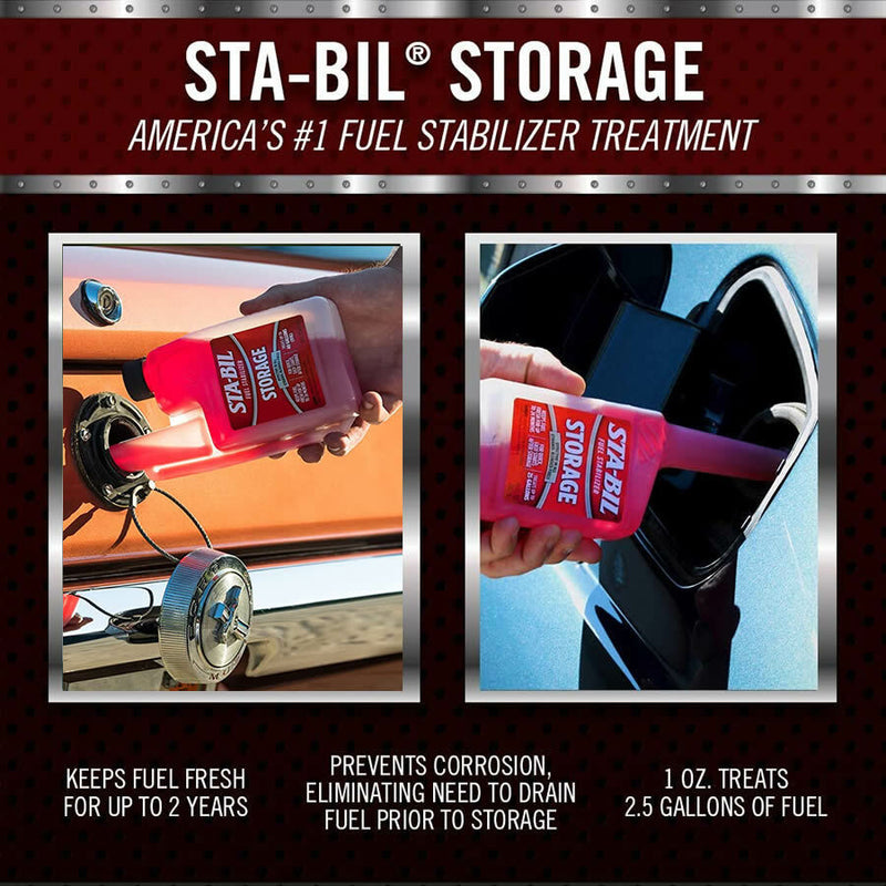 2 x STA-BIL Stabil Fuel Stabilizer Petrol Car Fuel Storage Treatment 236ml +Caps