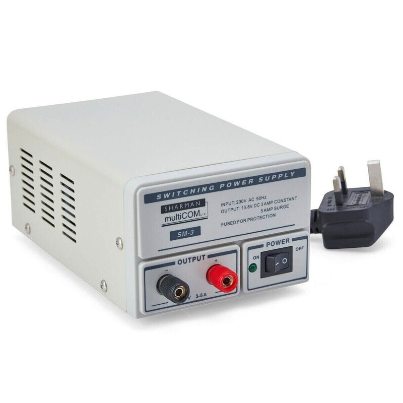 CB Radio Power Supply 230V AC to 13.8V DC 3-5A Home Switching Mode SM-3 +Caps