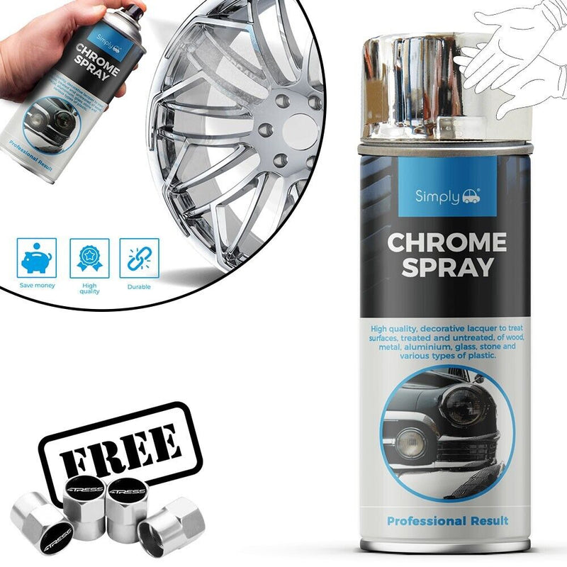 Car Wheel Spray Paint CHROME Look Effect Professional 400ml Can + G + Caps