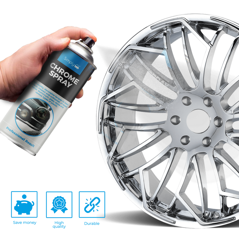 4 x Car Wheel Spray Paint CHROME Look Effect Professional 400ml Can + G + Caps