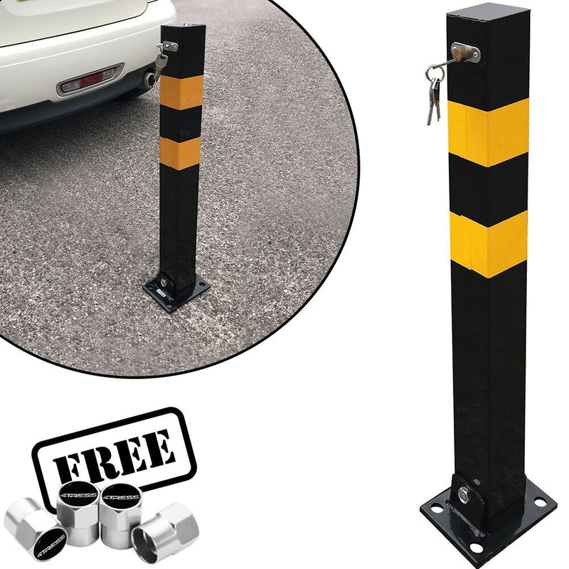 Square Reflective Folding Reserved Private Parking Bollard Security Post + Caps