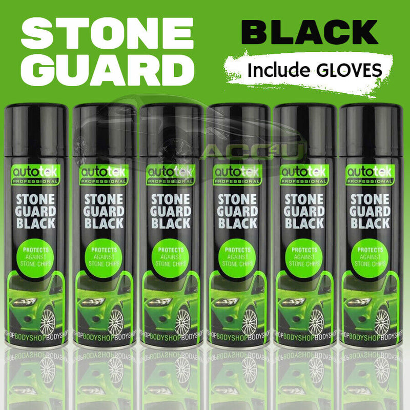 6 x Autotek STONE GUARD BLACK Spray Paint Car Body Chip Protection Bodyshop+G+C✅