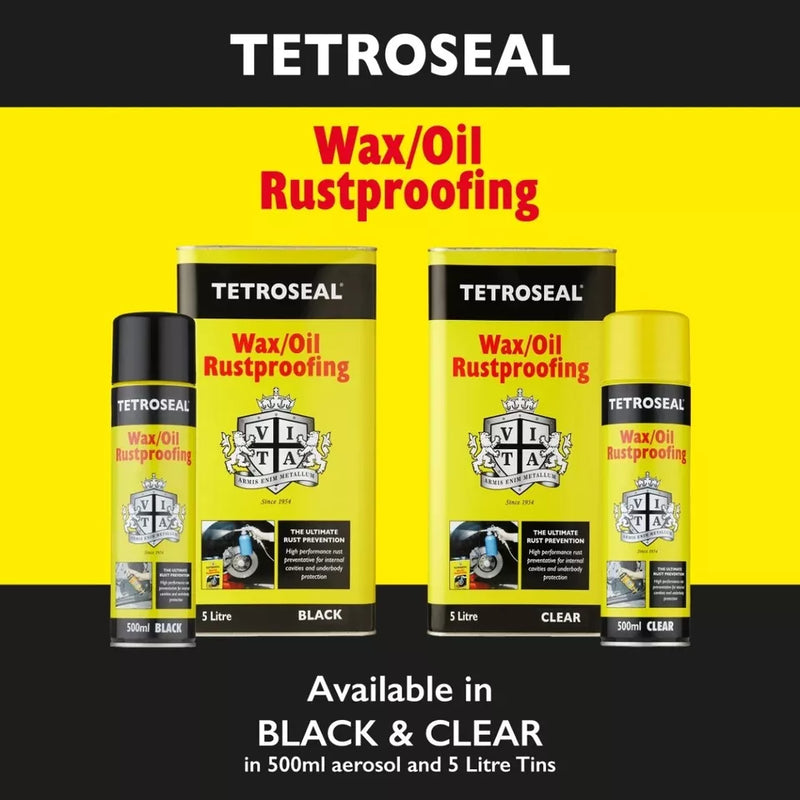 2x Tetroseal Clear Wax Oil Car Rustproofing WAXOYL Rust Protection 5L +Caps