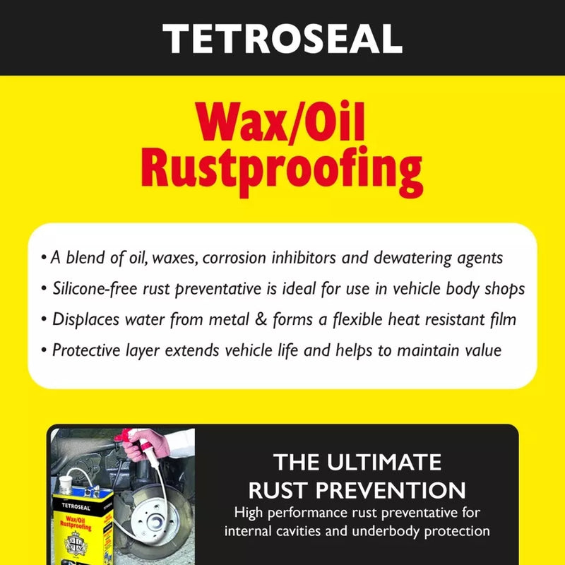 2x Tetroseal Clear Wax Oil Car Rustproofing WAXOYL Rust Protection 5L +Caps