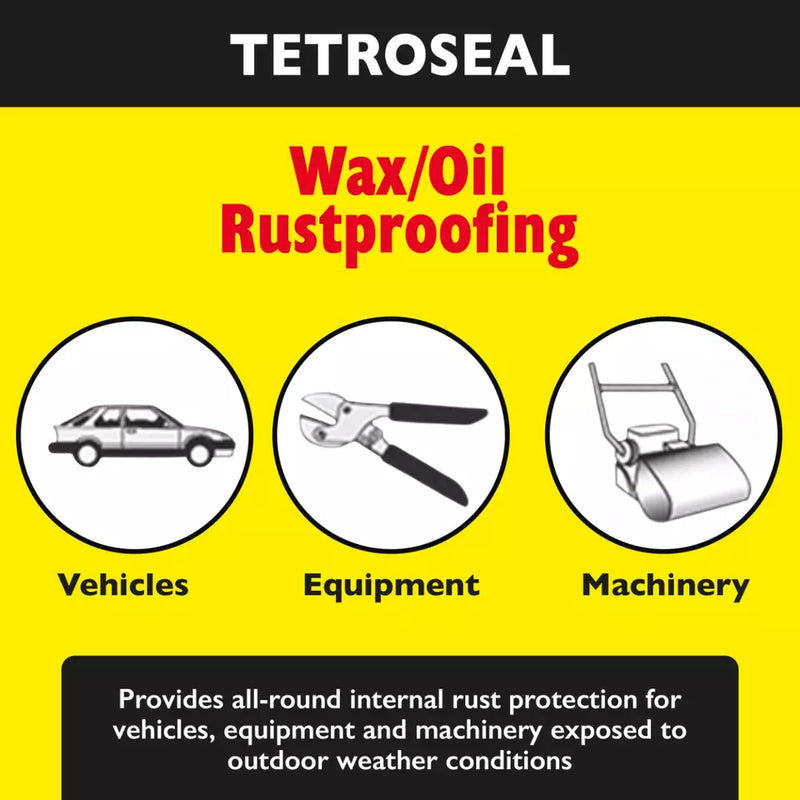 2x Tetroseal Clear Wax Oil Car Rustproofing WAXOYL Rust Protection 5L +Caps