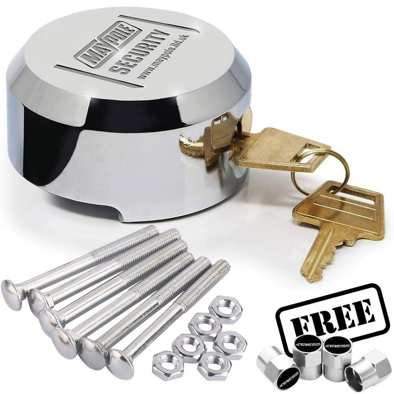 Van High Security Door Lock Anti Theft Chrome Hasp Lock & Fixing Bolts MP908 +Caps