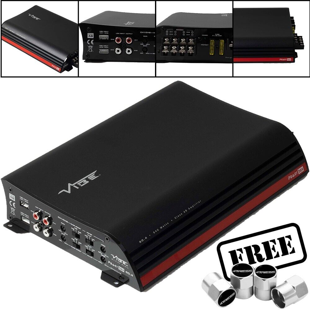Vibe Audio Powerbox 60.4 4 Channel Stereo Bridgeable Car Bass Amplifier 640W+Caps