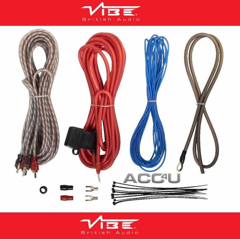 Vibe Audio Car Amplifier Wiring Kit 10 AWG Gauge 1000w Amp System + Caps