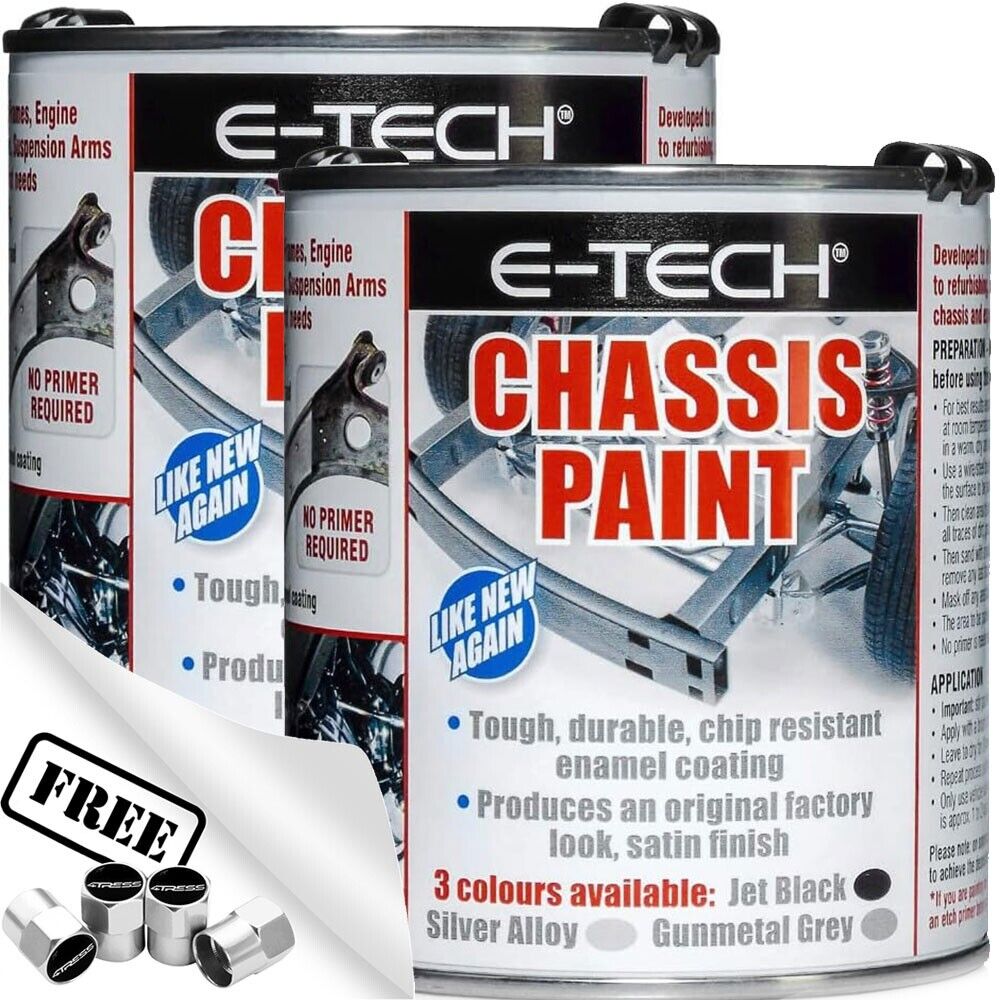 2x E-Tech SILVER Car Chassis Frame Brush On Paint Chip Resistant 500ml Tin +Caps