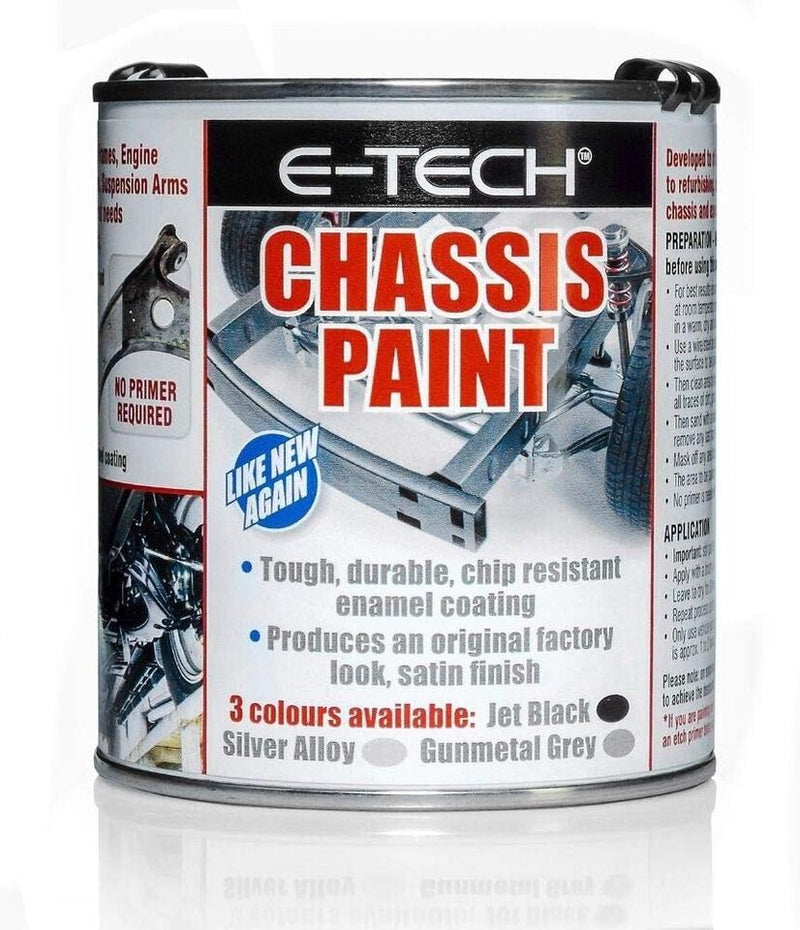 E-TECH Silver Car Chassis Frame Brush On Paint Chip Resistant 500ML +Caps