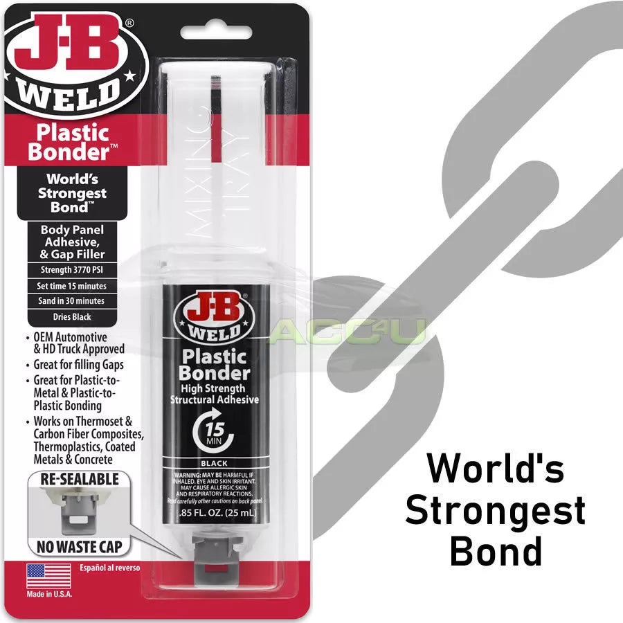 JB Weld Plastic Bonder Black Body Panel Adhesive & Gap Filler Epoxy Syringe