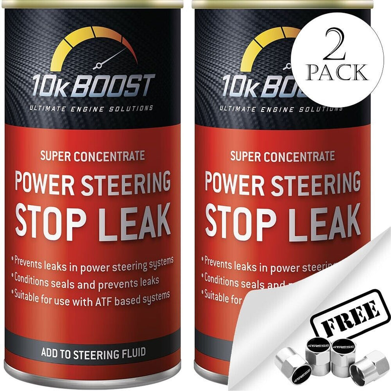 2x 10K Boost Car Power Steering System Seals Stop Leak Additive Treatment + Caps