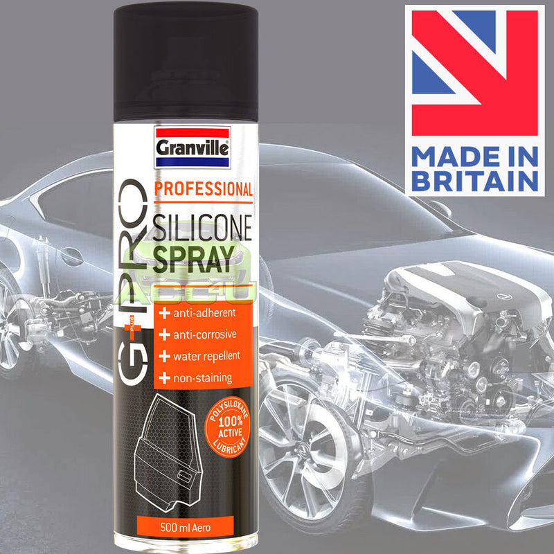 2x G+PRO Clear Silicone Spray Lubricant Car Multi Purpose Water Repellent + Caps