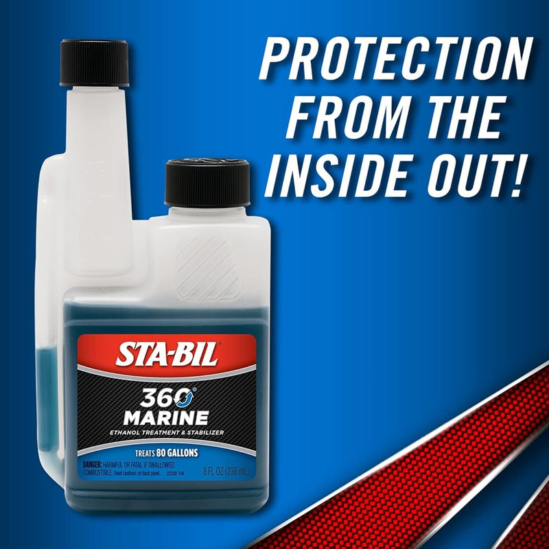 STA-BIL Stabil Ethanol Fuel Stabilizer Treatment Petrol 360° Marine 236ml +Caps