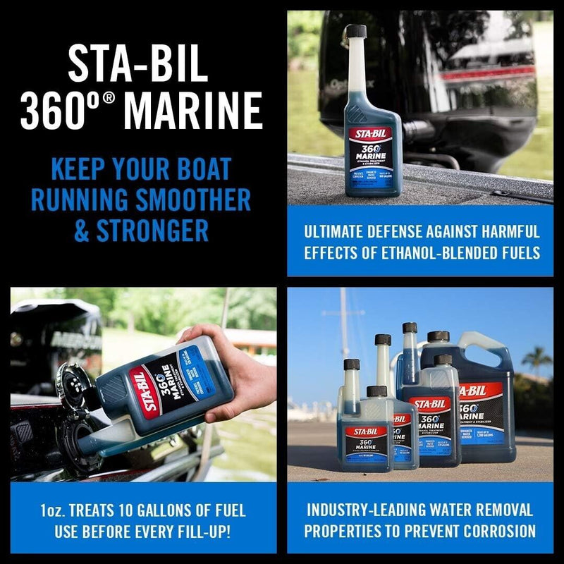 STA-BIL Stabil Ethanol Fuel Stabilizer Treatment Petrol 360° Marine 236ml +Caps