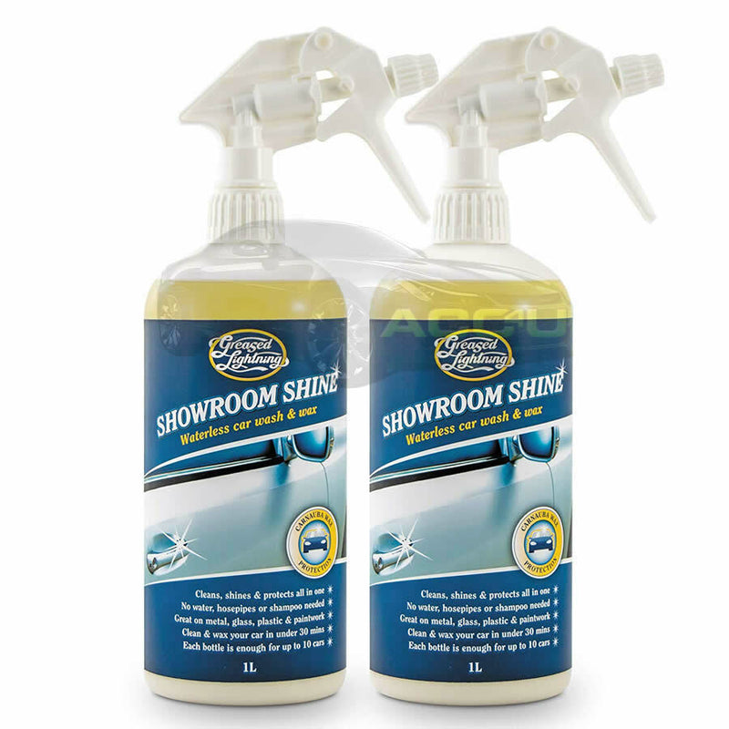 2x Greased Lightning Car Van Caravan Showroom Shine Waterless Wash & Wax+2 CL +Caps