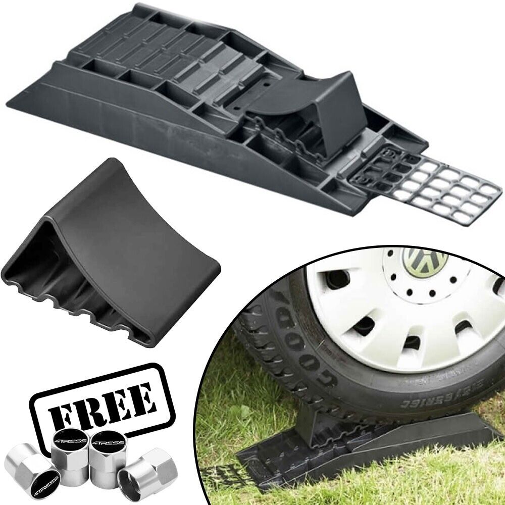 Wheel Ramp 2 Ton 2000 kg 4 Part Level Single For Froli Motorhome Caravan + Caps