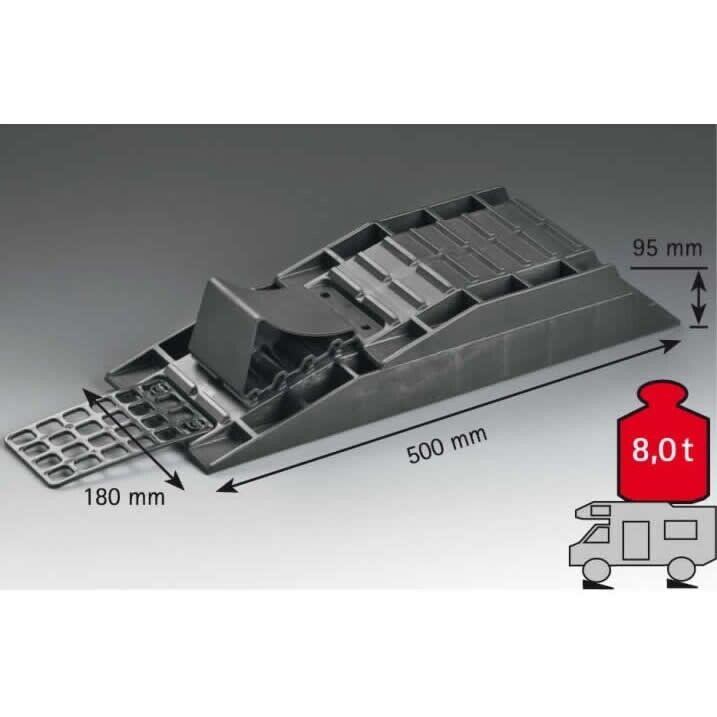 Wheel Ramp 2 Ton 2000 kg 4 Part Level Single For Froli Motorhome Caravan + Caps