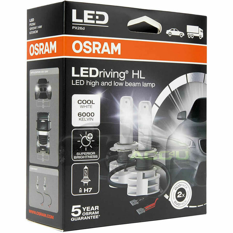 Osram LED Night Breaker Bulbs ECE R112 H7 12/24V 19.0W +220% LEDriving  6000K