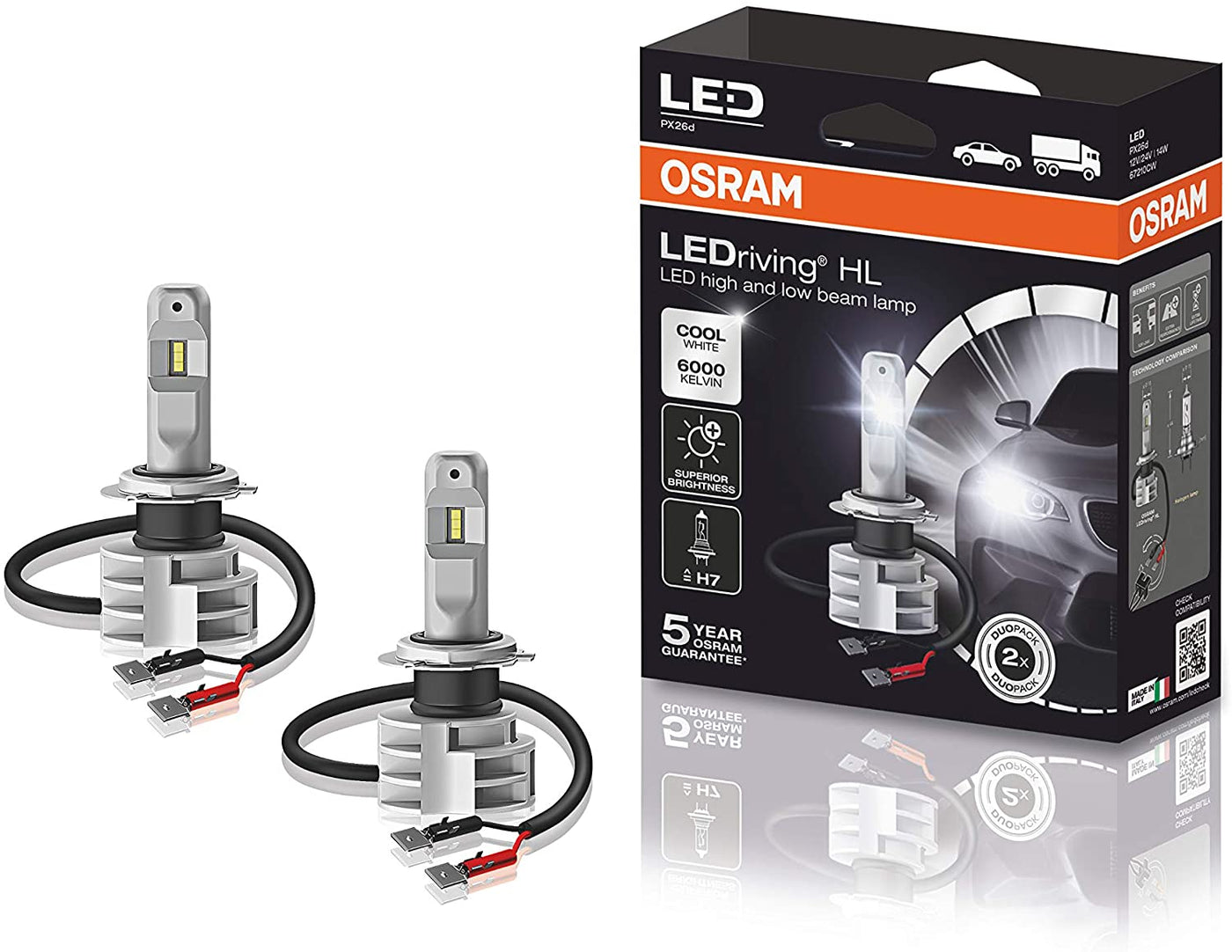 Osram 12v W16W Automotive Lamp Glass Wedge Base W2.1x9.5D 2 Pack - 921-02B