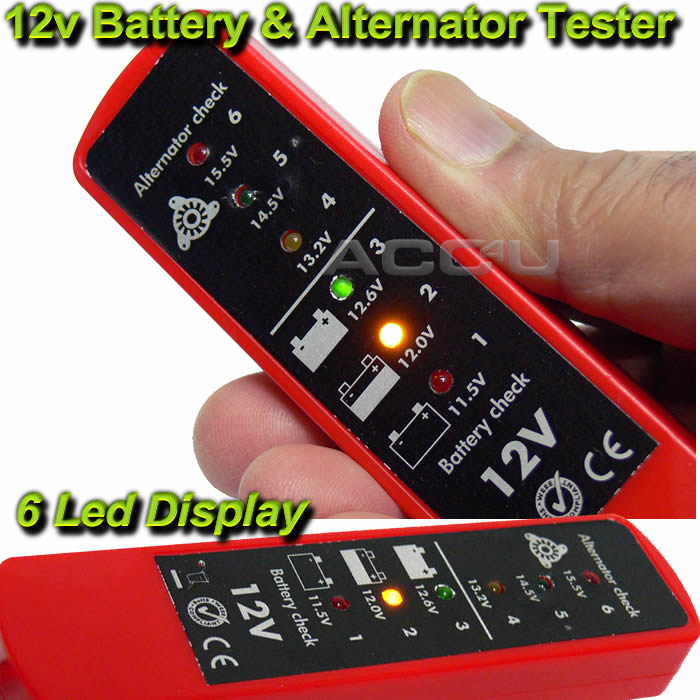 12v Car Battery Voltage & Alternator Tester With 6 LED Indicators